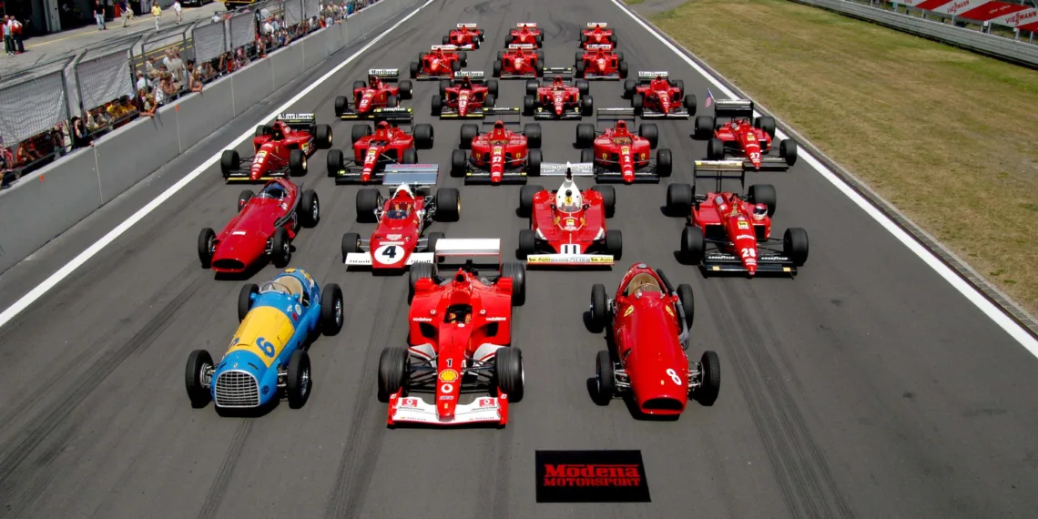 Ferrari Formula 1 lineup at the Nürburgring, via Wikipedia