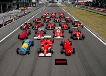 Ferrari Formula 1 lineup at the Nürburgring, via Wikipedia