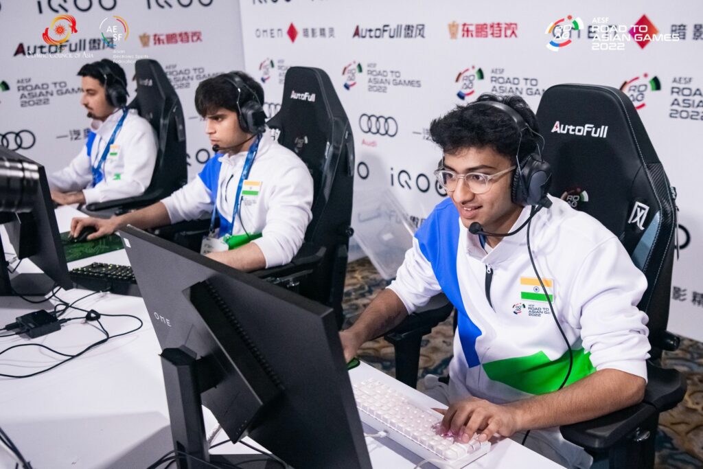From left to right Sanindhya Malik Aakash Shandilya and Akshaj Shenoy in action at the seeding event for Asian Games 2022 Indian League of Legends Stars Carrying the Nation's Flag at Asian Games 2022