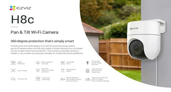 Product Specifications EZVIZ H8c EZVIZ H8c Pan & Tilt Camera in India: A Versatile Outdoor Pan & Tilt Camera for Comprehensive Outdoor Security