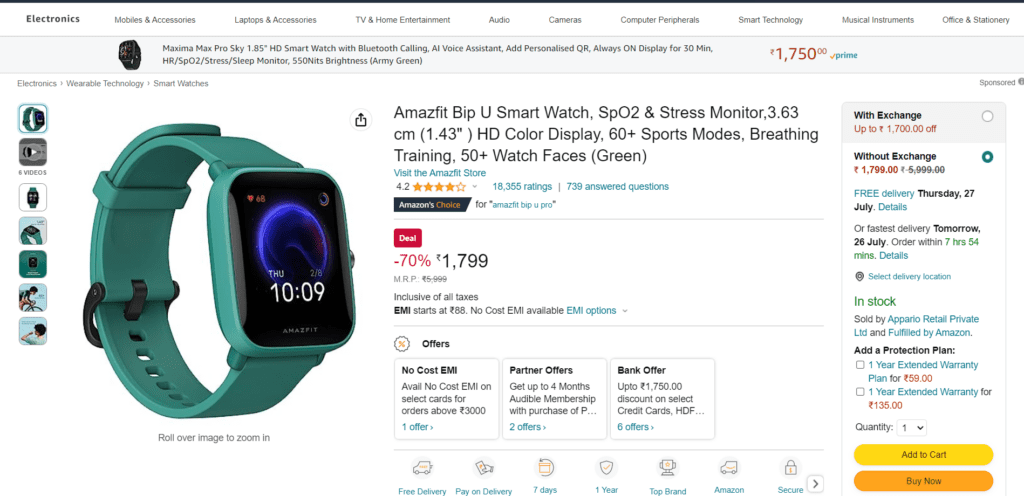 image 652 Super Deal: Amazfit Bip U is available at NEVER BEFORE PRICE