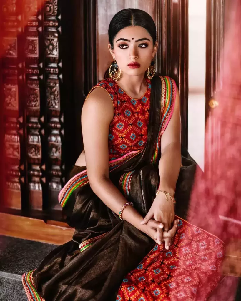 103777515 Rashmika Mandanna Ganesh Chaturthi Looks Absolutely Stunning in a Golden Saree, Check Out the Latest Pictures!