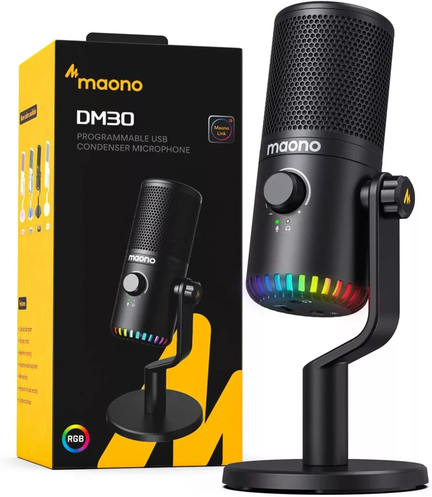 61HgjAy42VL. SL1453 Maono DM30 USB Microphone: Programmable and Powerful for Gaming, Podcasting, and Video Recording