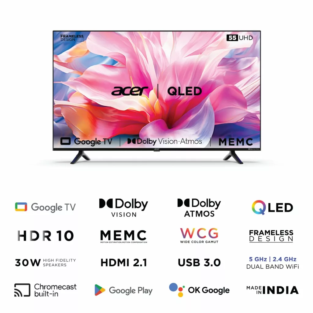 71WjVKqRlJL. SL1500 Acer 139 cm (55 inches) V Series 4K Ultra HD Smart QLED Google TV Get 41% Discount