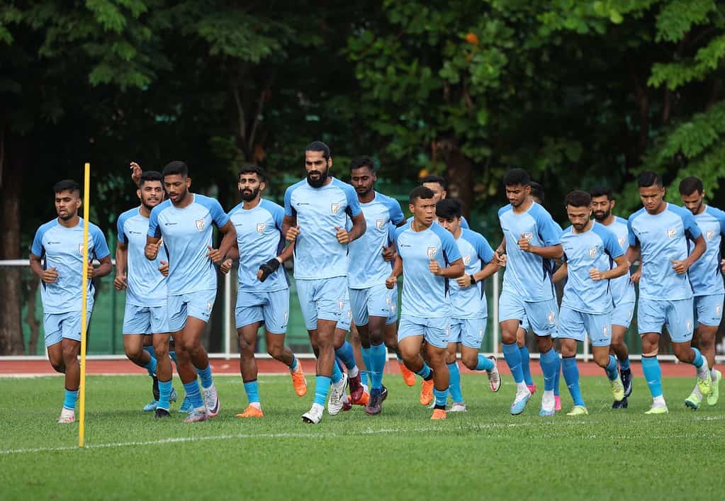 Indian Football Team in Practice Ahead of the Kings Cup Image via Twitter Asian Games 2023: Clubs Reluctant to Release Players for National Duty