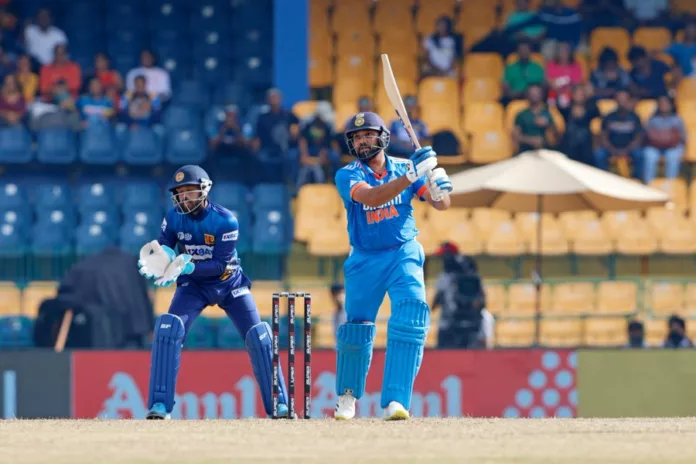Rohit Sharma in Action against Sri Lanka , Image via Twitter Rohit Sharma in Action against Sri Lanka , Image via Twitter