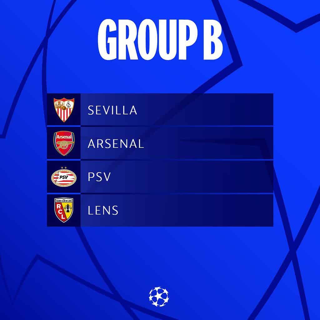 UEFA Champions League Group B Image via Twitter UEFA Champions League 2023-24 Group Stage Draw Unveiled: Check out all the Groups in details