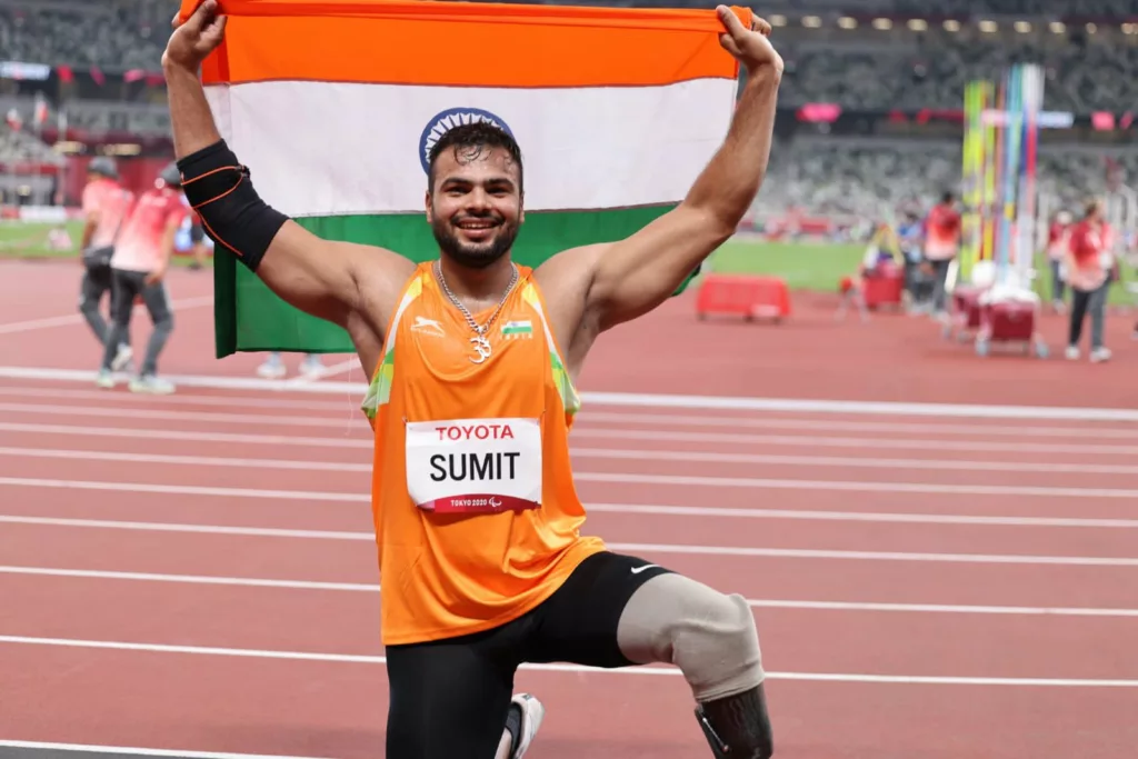 Sumit Antil secured the gold medal in the men's T-64 javelin throw at the 2023 Asian Para Games in Hangzhou, achieving a remarkable world record-breaking throw of 73.29 meters.