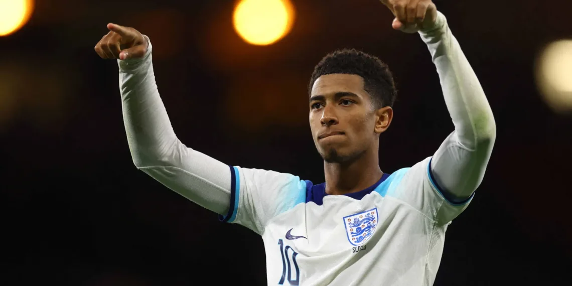 FILE PHOTO: Soccer Football - International Friendly - Scotland v England - Glasgow, Scotland, Britain - September 12, 2023 England's Jude Bellingham celebrates after the match REUTERS/Carl Recine/File Photo