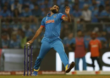 Cricket - ICC Cricket World Cup 2023 - India v Sri Lanka - Wankhede Stadium, Mumbai, India - November 2, 2023 India's Mohammed Shami in action REUTERS/Adnan Abidi