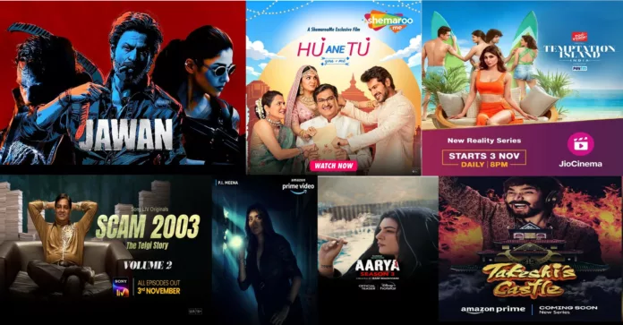 Shemaroo Collage New OTT Releases that you shouldn’t miss on the weekend: Jawan, Takeshi's Castle, Aarya 3 and more