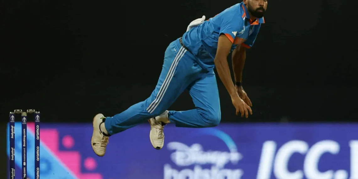 Cricket - ICC Cricket World Cup 2023 - India v Sri Lanka - Wankhede Stadium, Mumbai, India - November 2, 2023 India's Mohammed Siraj in action REUTERS/Francis Mascarenhas