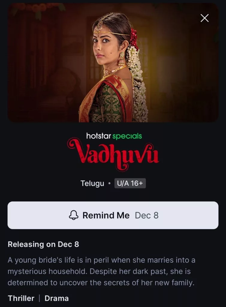 WhatsApp Image 2023 11 18 at 00.03.11 03ccaa0a Vadhuvu Starring Avika Gor: A Riveting Thriller Set to Premiere on Disney+ Hotstar