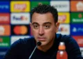 PORTO, PORTUGAL - OCTOBER 4: Barcelona Head Coach Xavi Hernández talks during the press conference after the UEFA Champions League Group Stage Group H match between FC Porto and FC Barcelona at Estadio do Dragao on October 4, 2023 in Porto, Portugal. (Photo by Daniel Castro/Eurasia Sport Images/Getty Images)