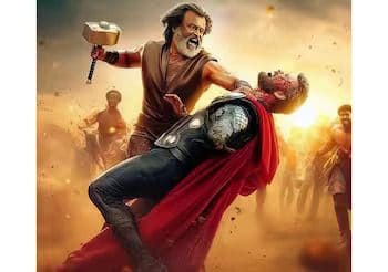 ra8 Rajnikanth Takes One Hand to Marvel Superheroes and Supervillains like Thanos, Thor, Spider-man, and More in AI Images