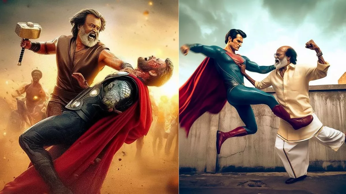 Rajnikanth Takes One Hand to Marvel Superheroes and Supervillains like Thanos, Thor, Spider-man, and More in AI Images