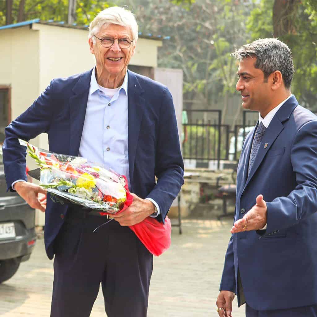 AIFF President Kalyan Chaubey Welcomed Mr. Arsene Wenger whos the Chief of Global Football Development Image Credits Twitter FIFA Team, Led by Arsene Wenger, Discards 38 Trainees at AIFF-FIFA Academy