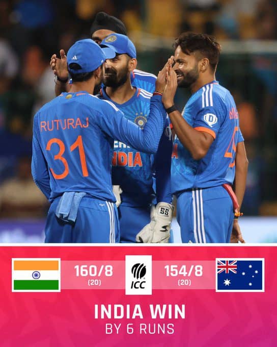 GAcD4MJaUAATyJB India vs Australia 5th T20I: IND Clinches Victory by 6 Runs, Seals Series 4-1