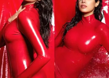 Dazzling in Red: Janhvi Kapoor Wows as She Extends Season's Greetings with her new photoshoot