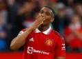 FILE PHOTO: Soccer Football - Premier League - Manchester United v Chelsea - Old Trafford, Manchester, Britain - May 25, 2023 Manchester United's Anthony Martial celebrates scoring their second goal REUTERS/Molly Darlington./File Photo