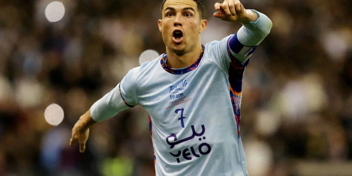 FILE PHOTO: Soccer Football - Friendly - Saudi Pro League XI v Paris St Germain - King Fahd International Stadium, Riyadh, Saudia Arabia - January 19, 2023 Saudi Pro League XI's Cristiano Ronaldo celebrates scoring their first goal REUTERS/Ahmed Yosri/File Photo