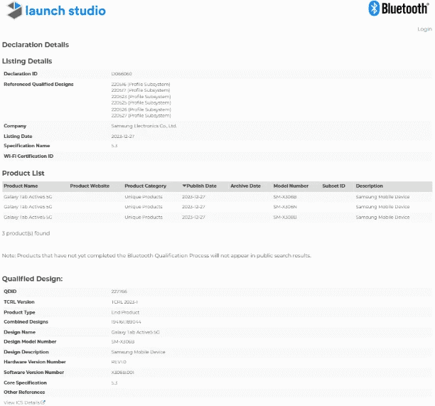 image 829 Samsung Galaxy Tab Active5 and Active5 5G Spotted on Bluetooth SIG Certification