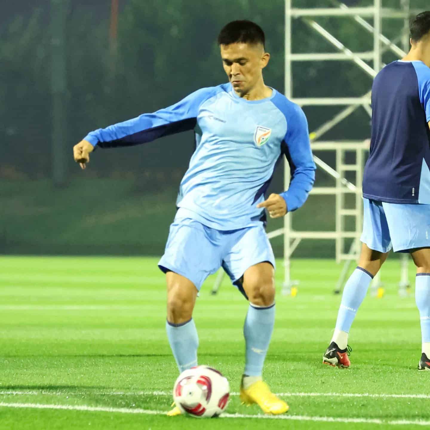 Captain Sunil Chhetri in Training for AFC Asian Cup 2023, Image Credits - Twitter