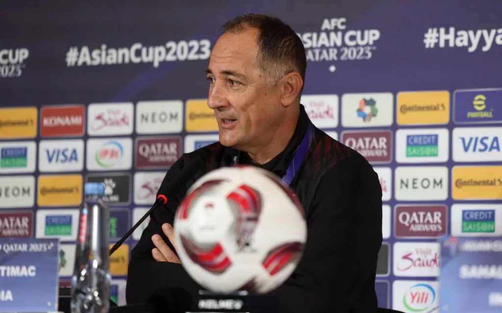 Coach Igor Stimac at the Pre match Press Conference ahead of their opening match against Australia Image Credits Twitter Indian Coach Igor Stimac and AIFF President Kalyan Chaubey Reportedly Not on Speaking Terms as Tensions Rise