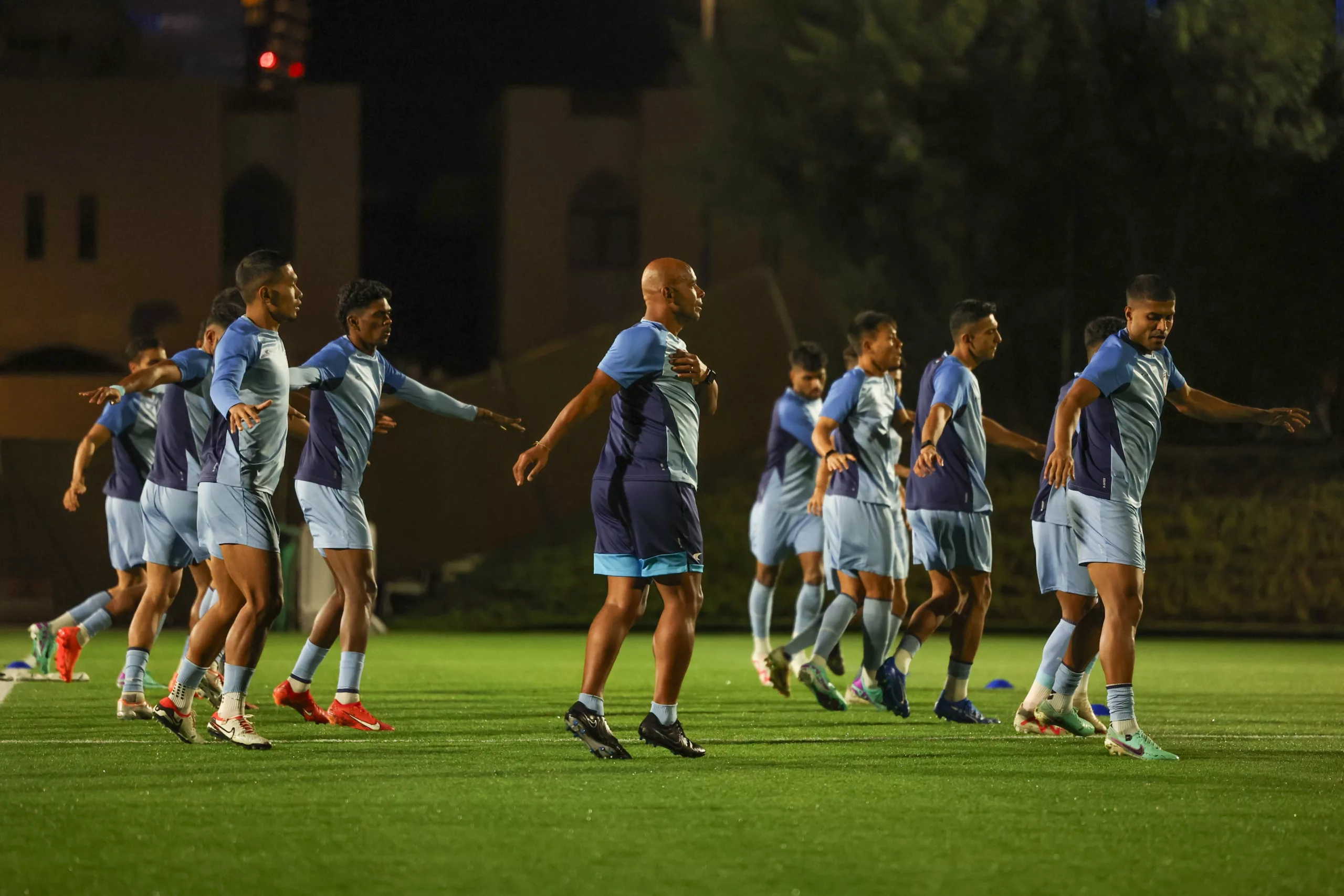 Indian Team in training ahead of their clash against Uzbekistan, Image Credits - Twitter