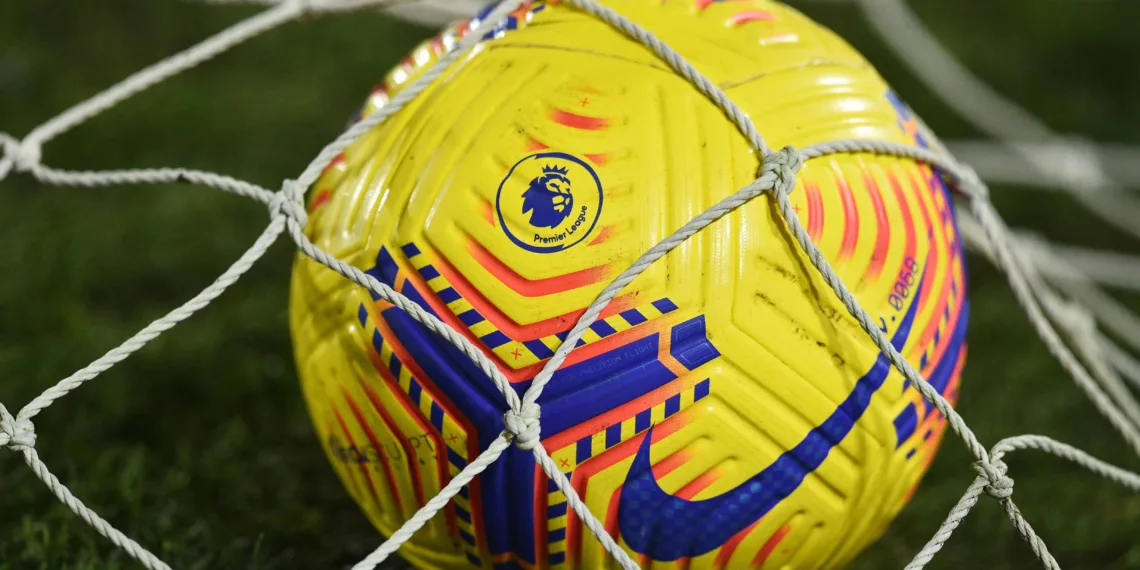 FILE PHOTO: Soccer Football - Premier League - Fulham v Leicester City - Craven Cottage, London, Britain - February 3, 2021 General view of an official match ball inside a goal net before the match Pool via REUTERS/Glyn Kirk