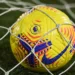 FILE PHOTO: Soccer Football - Premier League - Fulham v Leicester City - Craven Cottage, London, Britain - February 3, 2021 General view of an official match ball inside a goal net before the match Pool via REUTERS/Glyn Kirk