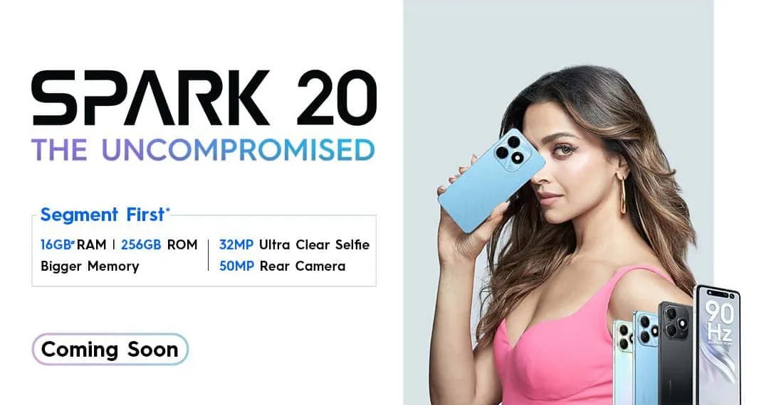TECNO SPARK 20 with up to 16GB RAM will be launching on January 30