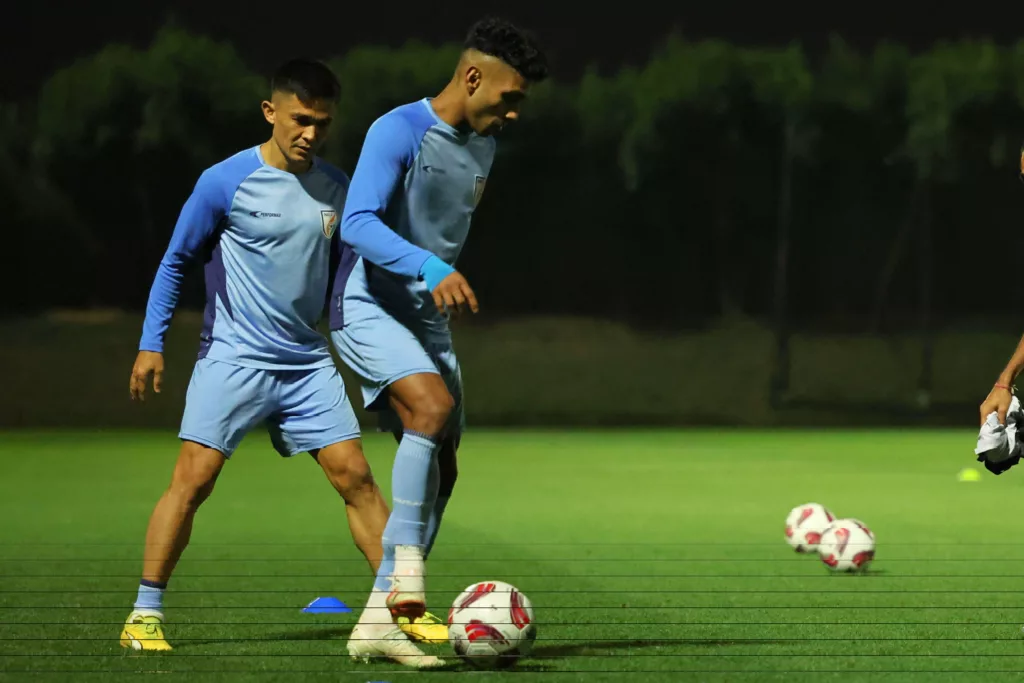 Sunil Chhetri in training ahead of their match against Uzbekistan Image Credits Twitter AFC Asian Cup 2023: India vs Uzbekistan - Preview & Where to Watch the Match Live in India