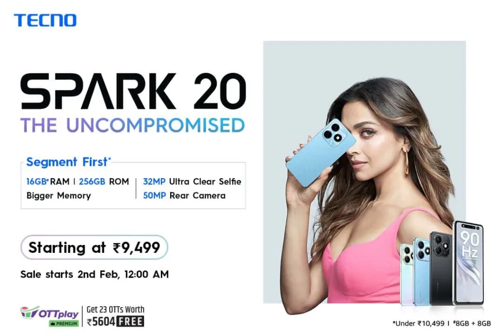 New TECNO SPARK 20 with Segment-Biggest 256GB ROM will go on Sale on February 2nd