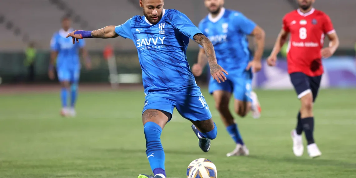 Soccer Football - Asian Champions League - Group D - Nassaji Mazandaran v Al Hilal - Azadi Stadium, Tehhran, Iran - October 3, 2023 Al Hilal's Neymar scores their second goal Majid Asgaripour/WANA (West Asia News Agency) via REUTERS