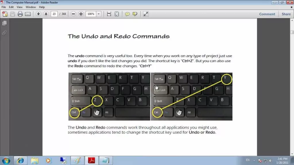 Shortcut Key of Redo