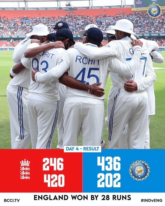 image 990 India vs England 1st Test Day 4: Pope's Epic 196, Hartley's Debut Heroics Propel England to 28 run Victory Over India in 1st Test