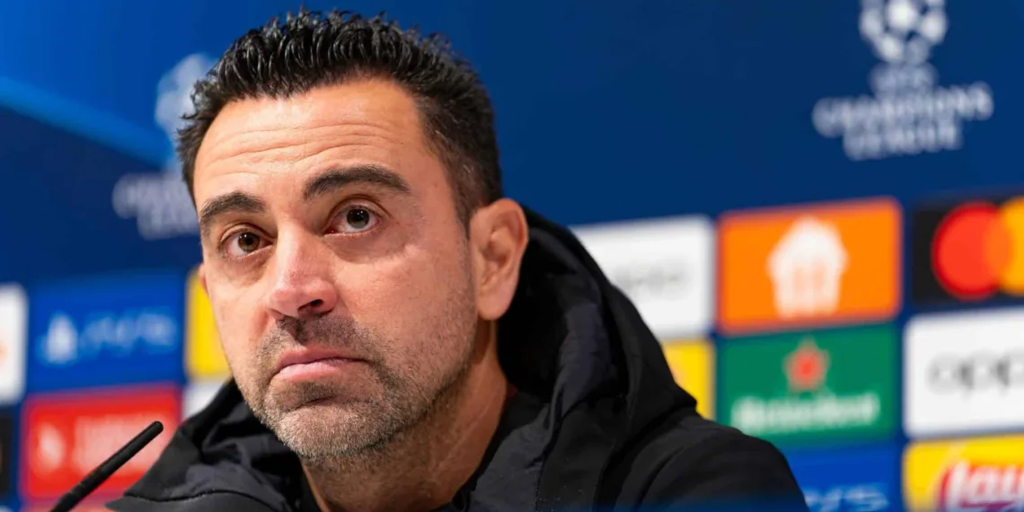 ANTWERPEN, BELGIUM - DECEMBER 13: Coach Xavi Hernandez of FC Barcelona during the press conference following the UEFA Champions League Group H match between Royal Antwerp FC and FC Barcelona at the Stadion Bosuil on December 13, 2023 in Antwerpen, Belgium. (Photo by Joris Verwijst/BSR Agency/Getty Images)