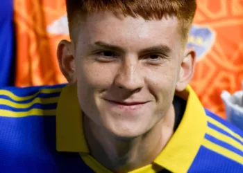 BUENOS AIRES, ARGENTINA - JANUARY 04: Valentin Barco of Club Atlético Boca Juniors on January 04, 2023 in Buenos Aires, Argentina. (Photo by Gaspafotos/MB Media/Getty Images)