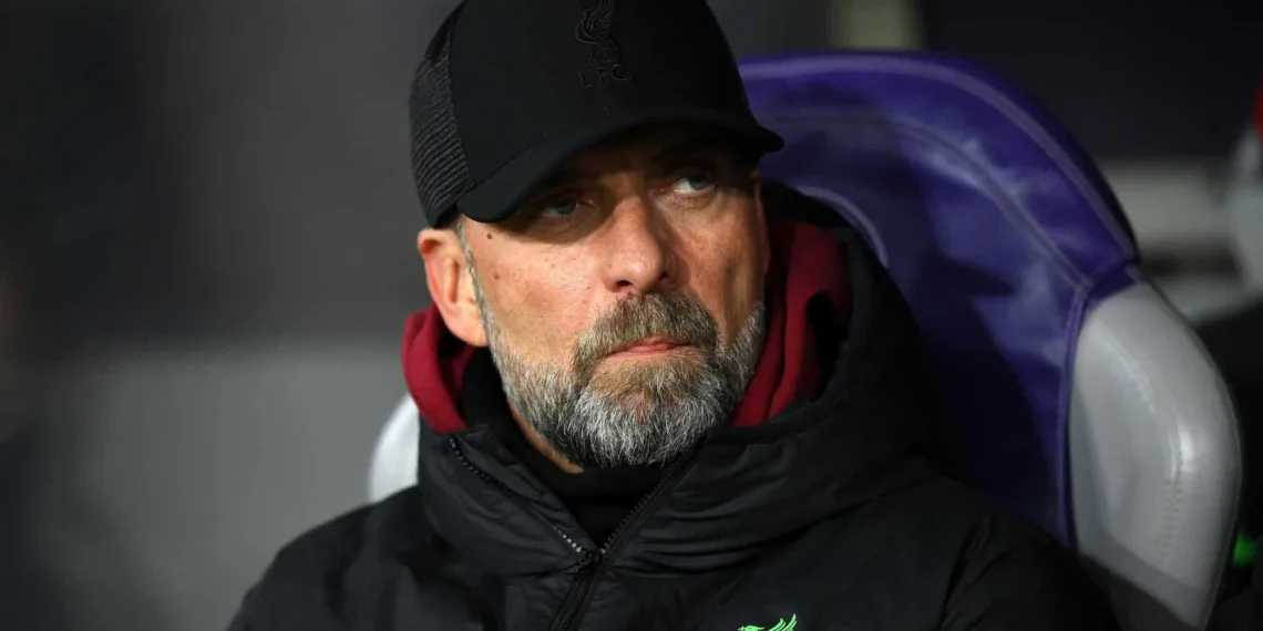 TOULOUSE, FRANCE - NOVEMBER 09: Juergen Klopp, Manager of Liverpool, looks on prior to the UEFA Europa League 2023/24 match between Toulouse FC and Liverpool FC at Stadium de Toulouse on November 09, 2023 in Toulouse, France. (Photo by Justin Setterfield/Getty Images)