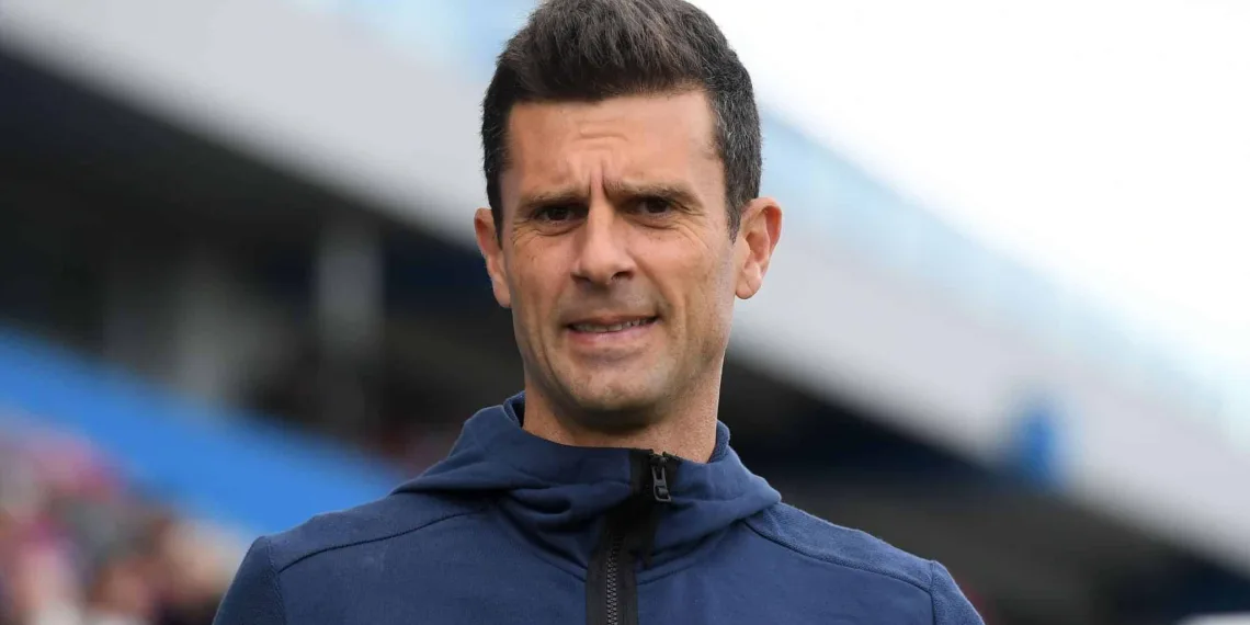 REGGIO NELL'EMILIA, ITALY - OCTOBER 28: Thiago Motta head coach of Bologna FC during the Serie A TIM match between US Sassuolo and Bologna FC at Mapei Stadium - Citta' del Tricolore on October 28, 2023 in Reggio nell'Emilia, Italy. (Photo by Alessandro Sabattini/Getty Images)