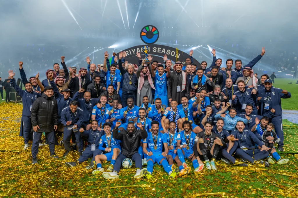 Al Hilal with the Riyadh Season Cup Final Trophy Image Credits X Twitter REVEALED: Why Was The Undertaker at Al-Nassr vs Al-Hilal in Riyadh Season Cup Final?