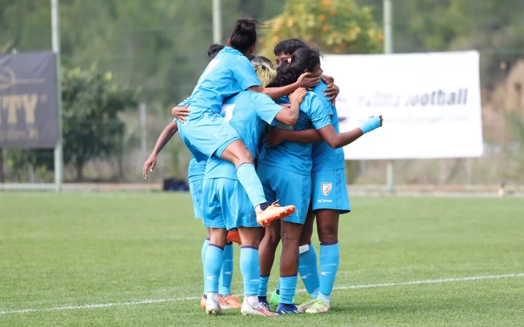 Indian Football Womens Team Celebrating their goal. Image Credits AIFF jpg Indian Women's Football Team With a Hard-fought 4-3 Win in the Turkish Women’s Cup