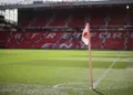 Soccer Football - Premier League - Manchester United v Tottenham Hotspur - Old Trafford, Manchester, Britain - March 12, 2022 General view of the corner flag inside the stadium before the match REUTERS/Phil Noble/File Photo