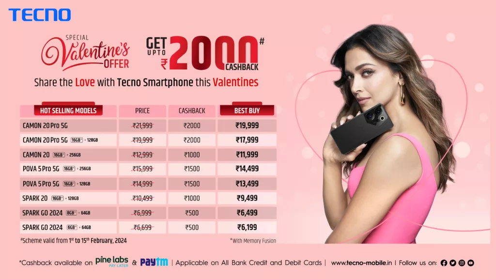 TECNO's Valentine's Day Deals: Shower Your Loved Ones with Tech Gifts and UPI Cashback!