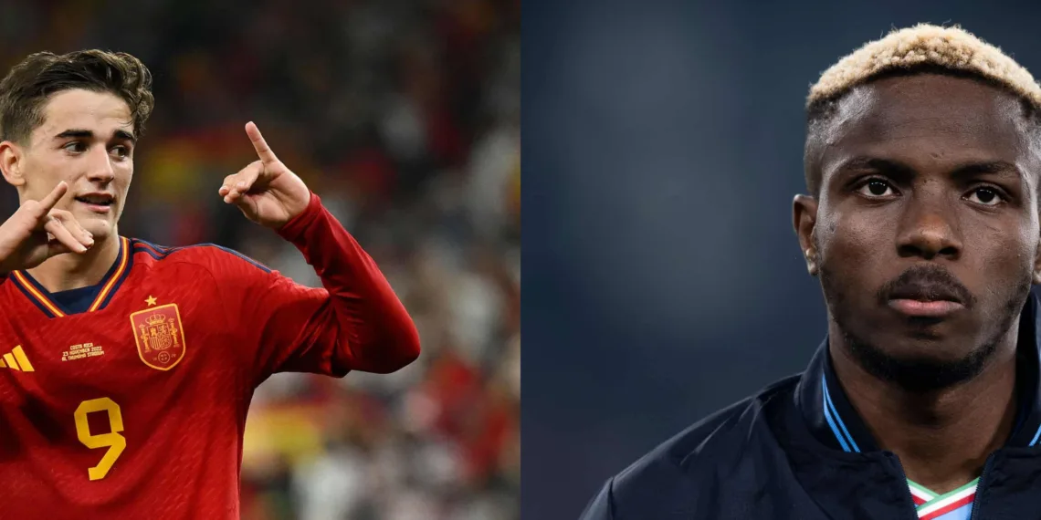 PSG's Transfer Targets Ahead of Kylian Mbappe's Exit are Victor Oshimen and Gavi, Image Credits- Getty Images