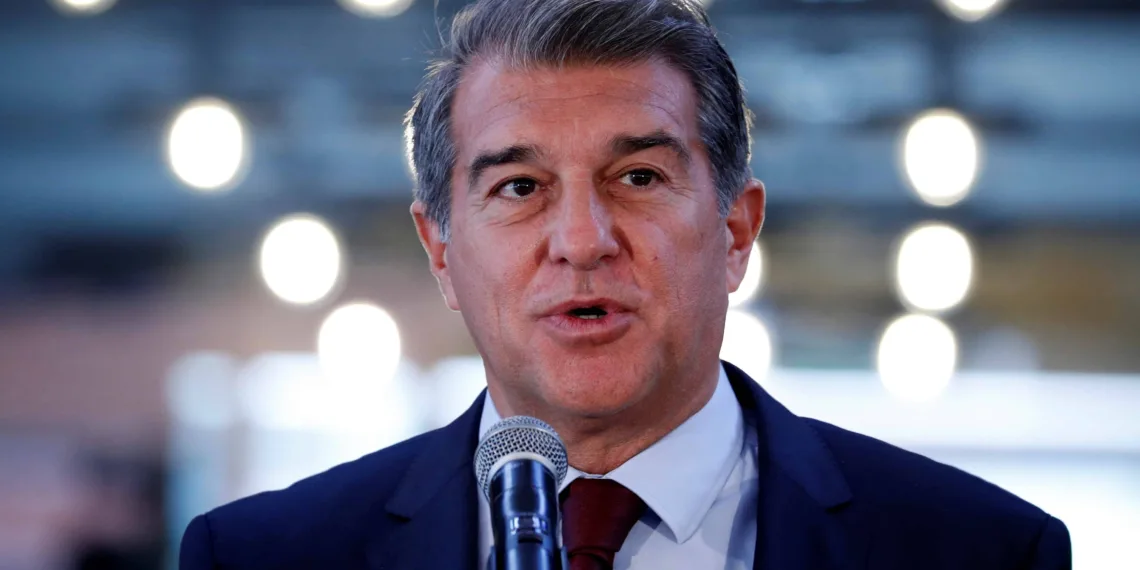 FILE PHOTO: Soccer Football - FC Barcelona president Joan Laporta speaks at Barca Cafe inauguration - Camp Nou, Barcelona, Spain - May 14, 2021 FC Barcelona president Joan Laporta speaks at the Barca Cafe inauguration REUTERS/Albert Gea/File Photo