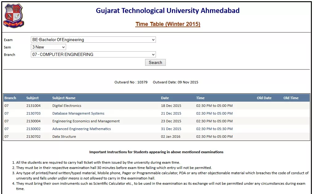 gt1 1 jpg GTU Be Exam Time Table: Complete details  on the Exam Time Table