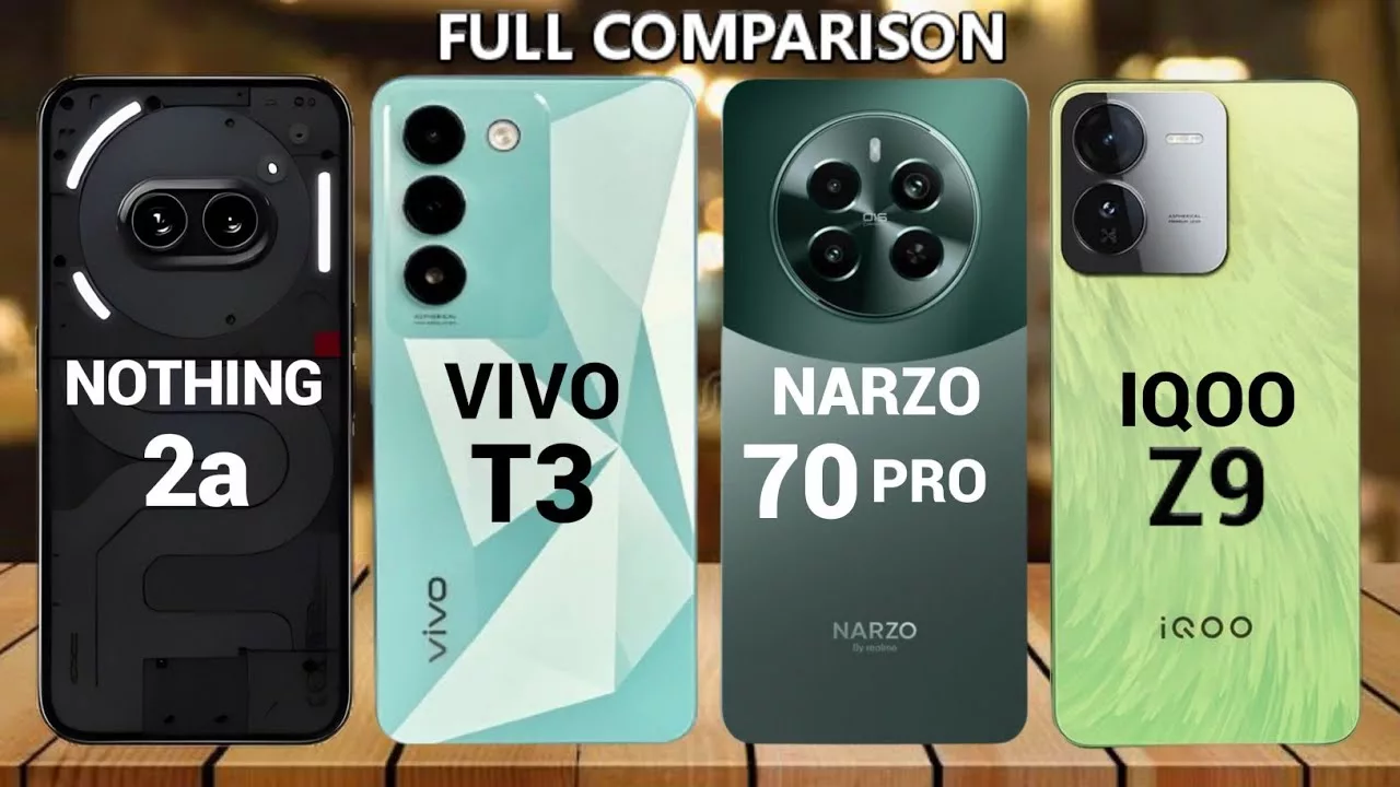 Vivo T3 vs Narzo 70 Pro vs Nothing Phone 2a vs iQOO Z9: Comparing Four Mid-Range Contenders