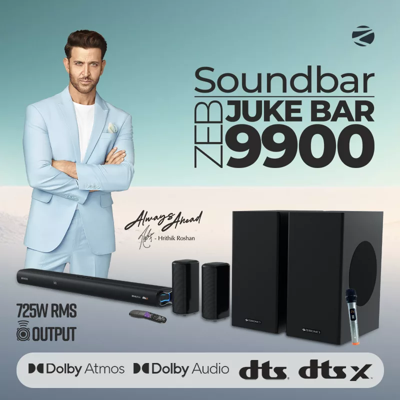 Zebronics unveils Juke bar 9900 featuring 5.2.4 channels with Dolby Atmos